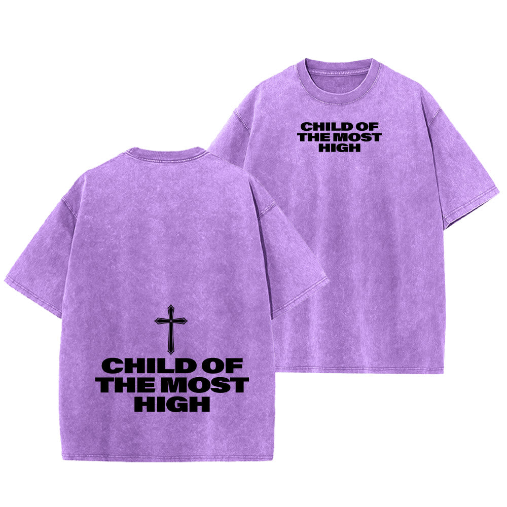 Christianartworkshop Child of the Most High Cross Bold Lettering Unisex Washed T-shirt - Purple - 5XL - image 28