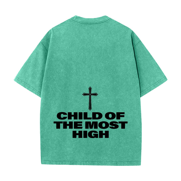Christianartworkshop Child of the Most High Cross Bold Lettering Unisex Washed T-shirt - image 2