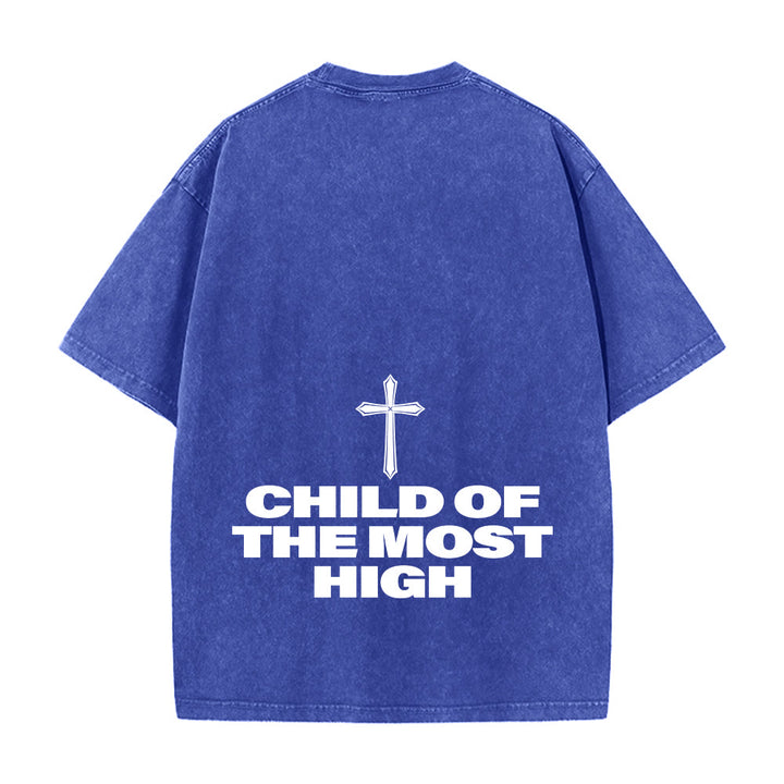 Christianartworkshop Child of the Most High Cross Bold Lettering Unisex Washed T-shirt - image 5