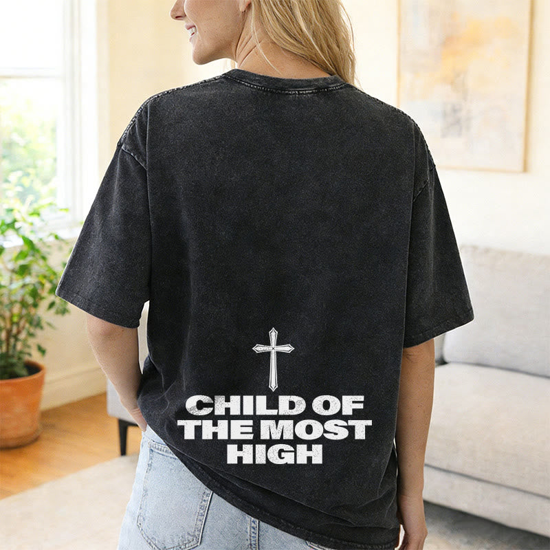 Christianartworkshop Child of the Most High Cross Bold Lettering Unisex Washed T-shirt - image 15