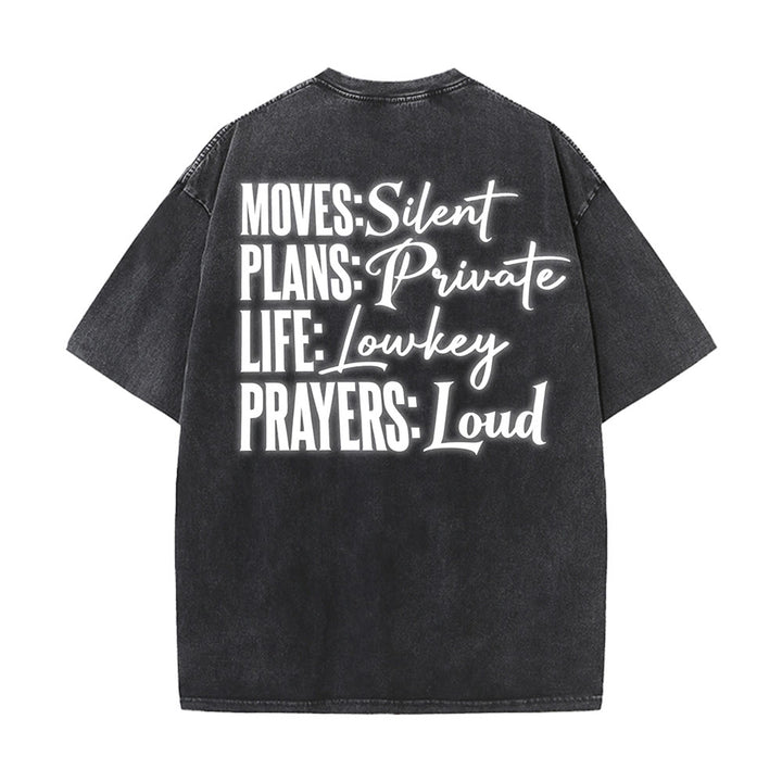 Christianartworkshop Moves Silent Prayers Loud Stylized Cross Mixed Lettering Unisex Washed T-shirt - image 17