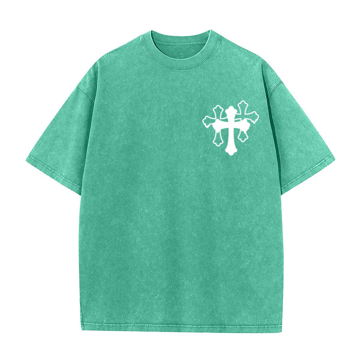 Christianartworkshop Moves Silent Prayers Loud Stylized Cross Mixed Lettering Unisex Washed T-shirt - image 26