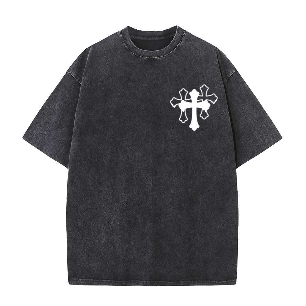 Christianartworkshop Moves Silent Prayers Loud Stylized Cross Mixed Lettering Unisex Washed T-shirt - image 16