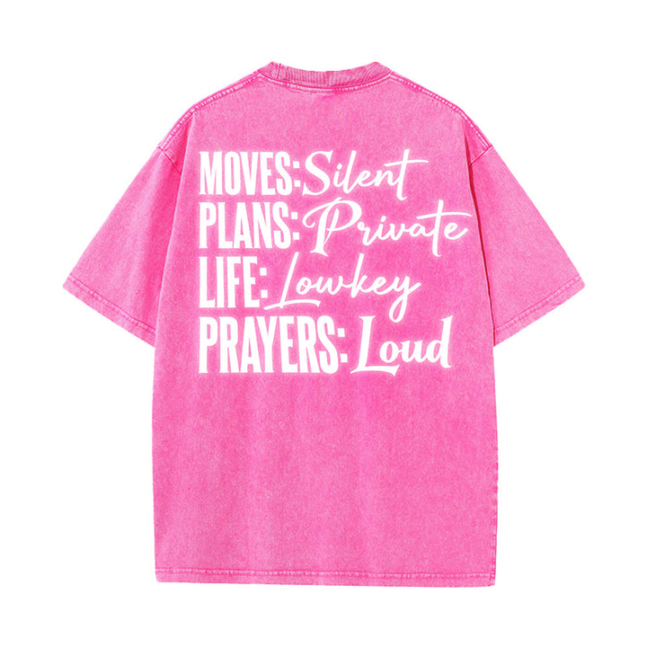 Christianartworkshop Moves Silent Prayers Loud Stylized Cross Mixed Lettering Unisex Washed T-shirt - image 5