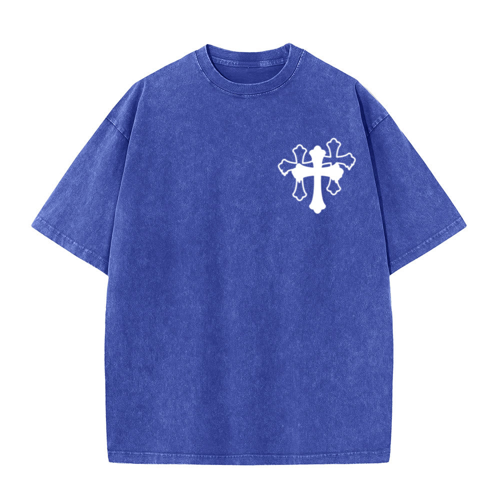 Christianartworkshop Moves Silent Prayers Loud Stylized Cross Mixed Lettering Unisex Washed T-shirt - image 10