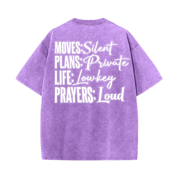 Christianartworkshop Moves Silent Prayers Loud Stylized Cross Mixed Lettering Unisex Washed T-shirt - image 8