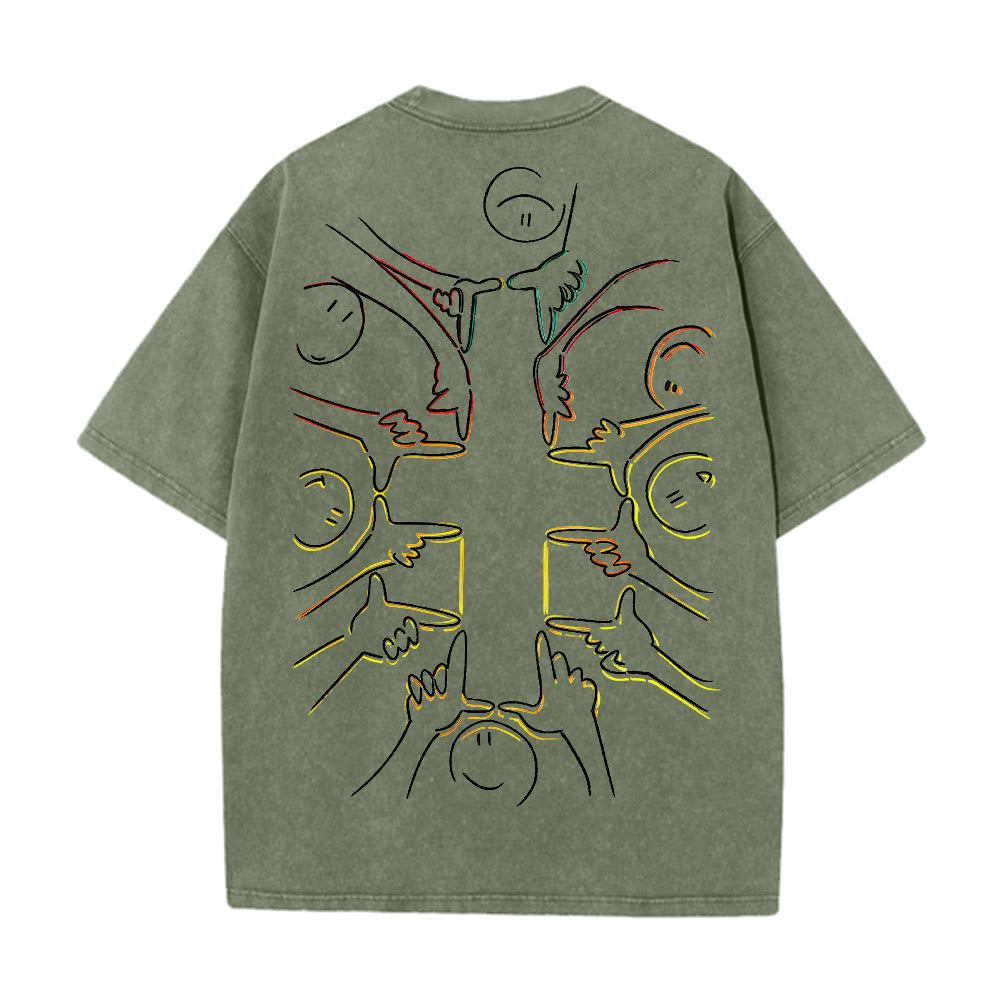 Christianartworkshop Unity Cross Human Figure Line Art Unisex Washed T-shirt - image 2