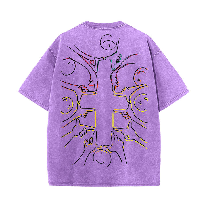 Christianartworkshop Unity Cross Human Figure Line Art Unisex Washed T-shirt - image 17