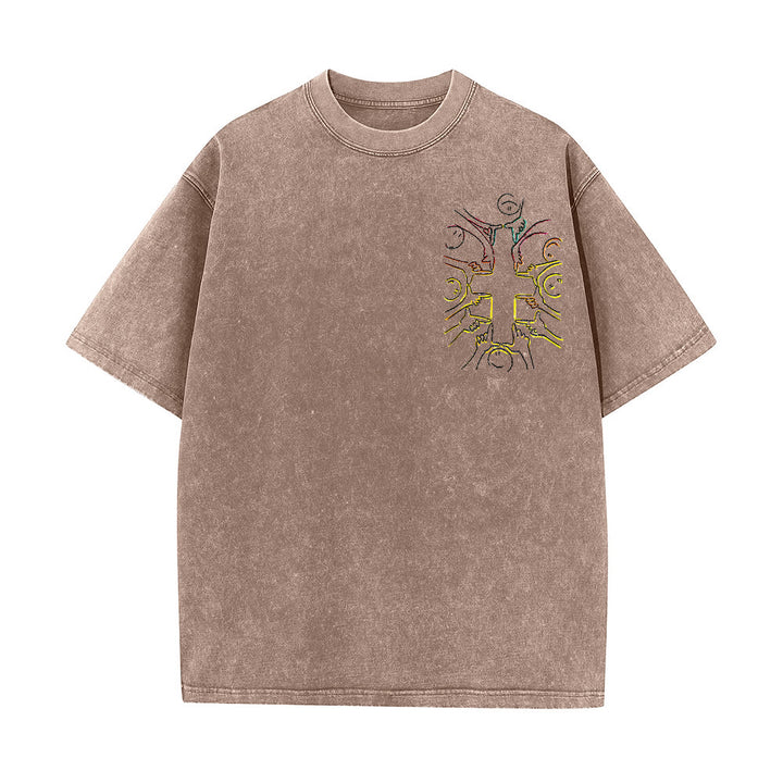 Christianartworkshop Unity Cross Human Figure Line Art Unisex Washed T-shirt - image 7