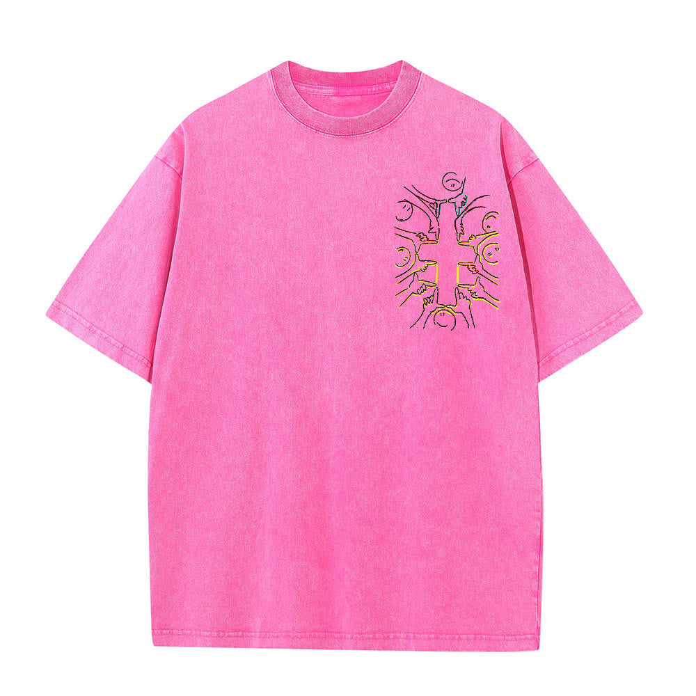 Christianartworkshop Unity Cross Human Figure Line Art Unisex Washed T-shirt - image 13