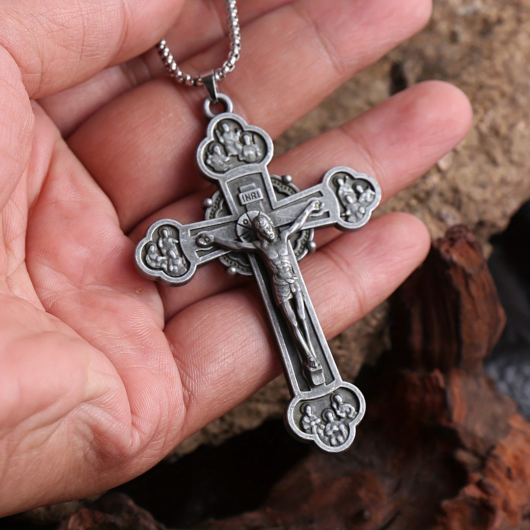 Christianartworkshop Ornate Crucifix Jesus Silhouette Link Chain Necklace: A Token of Christ’s Redemption - image 1