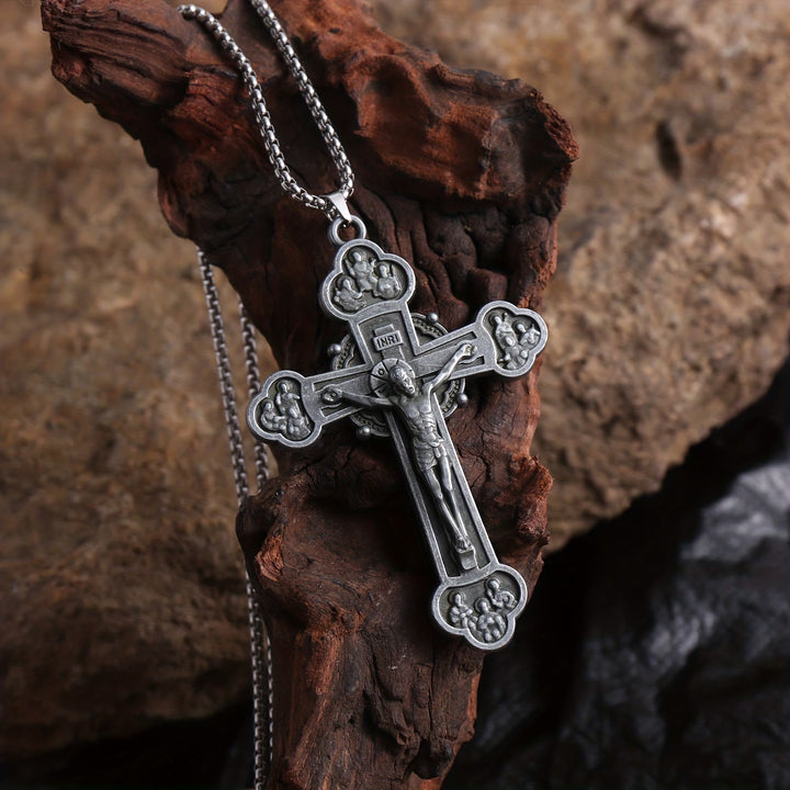 Christianartworkshop Ornate Crucifix Jesus Silhouette Link Chain Necklace: A Token of Christ’s Redemption - image 2