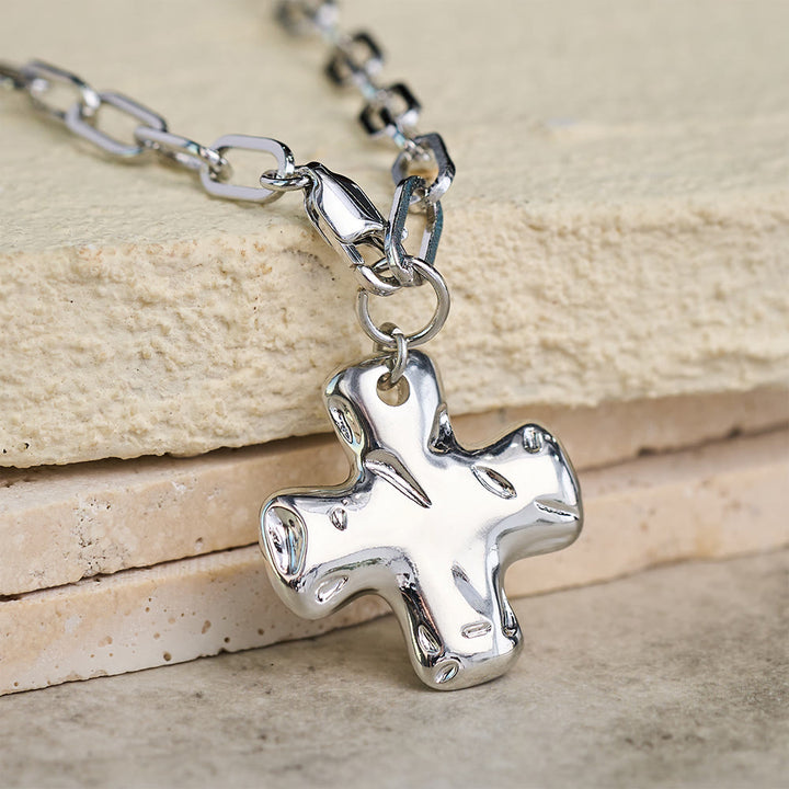 Christianartworkshop Minimalist Cross Paperclip Link Chain Necklace: A Symbol of Modern Faith & Style - Silver - image 6