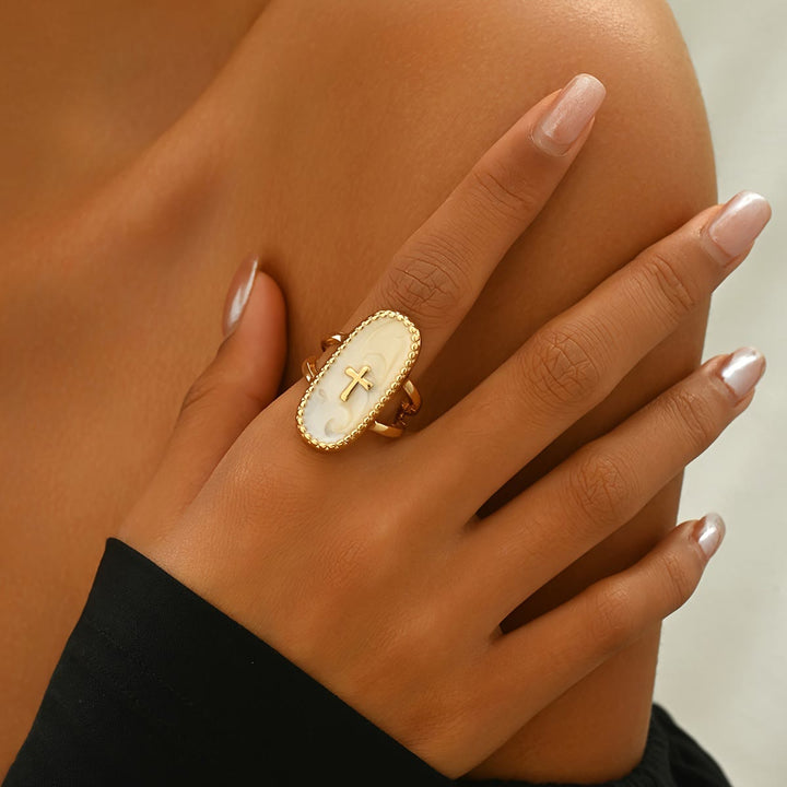 Christianartworkshop Cross Accent Glaze Double-Band Ring: A Symbol of Subtle Faith & Style - image 1