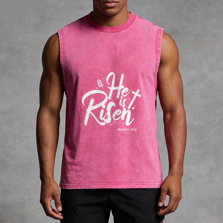 Christianartworkshop He is Risen Matthew 28:6 Unisex Washed Tank Top - image 10