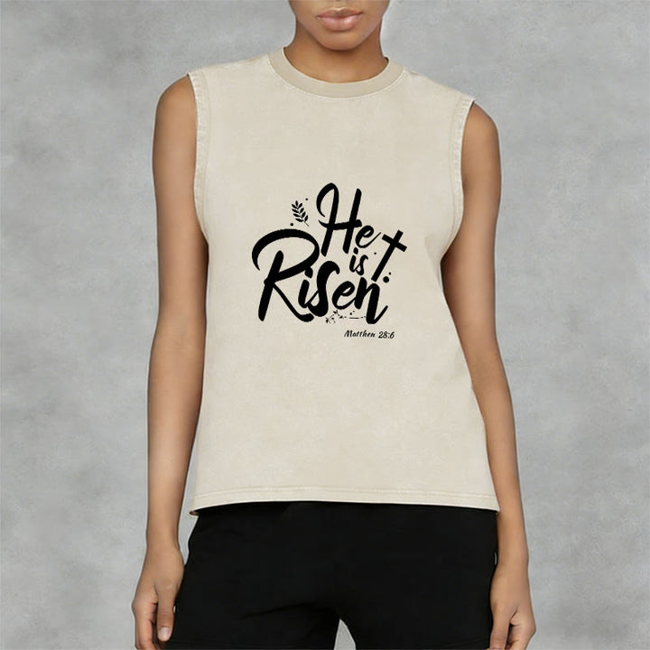 Christianartworkshop He is Risen Matthew 28:6 Unisex Washed Tank Top - image 8