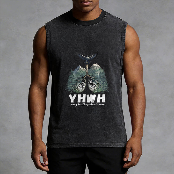 Christianartworkshop YHWH Breath of Life Faith Statement Unisex Washed Tank Top - image 4