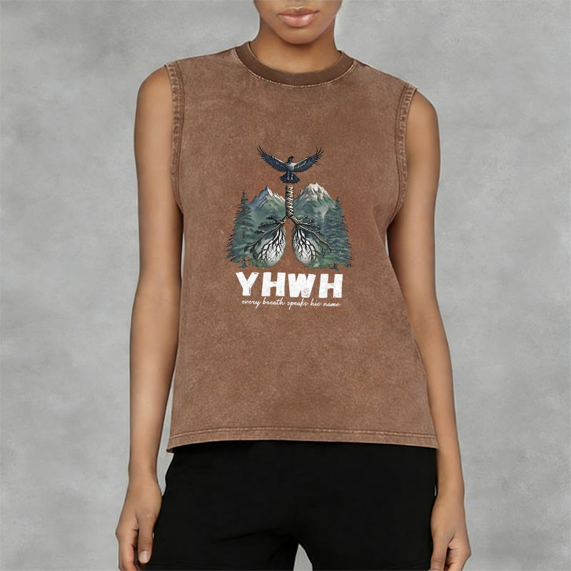 Christianartworkshop YHWH Breath of Life Faith Statement Unisex Washed Tank Top - image 8