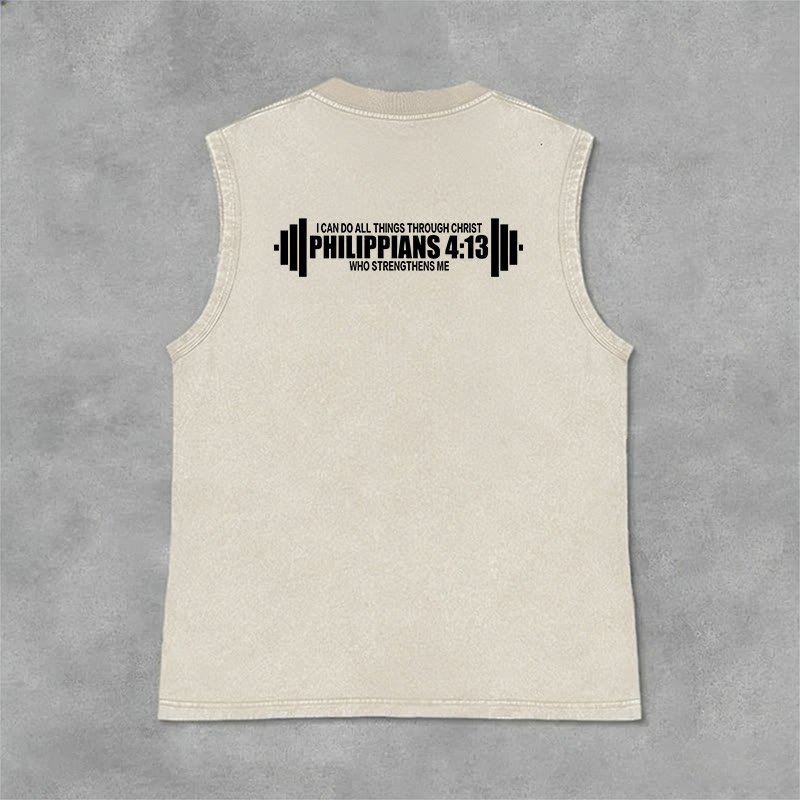 Christianartworkshop Philippians 4:13 Barbell Cross Unisex Washed Tank Top - image 19
