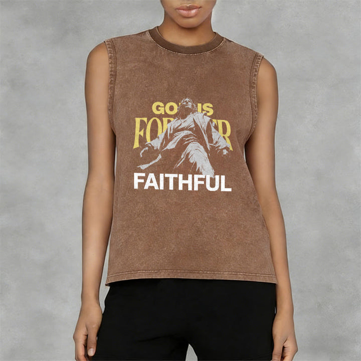 Christianartworkshop God is Forever Faithful Unisex Washed Tank Top - image 2