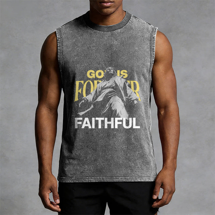 Christianartworkshop God is Forever Faithful Unisex Washed Tank Top - image 4