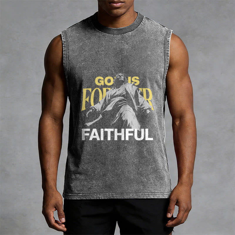 Christianartworkshop God is Forever Faithful Unisex Washed Tank Top - image 4
