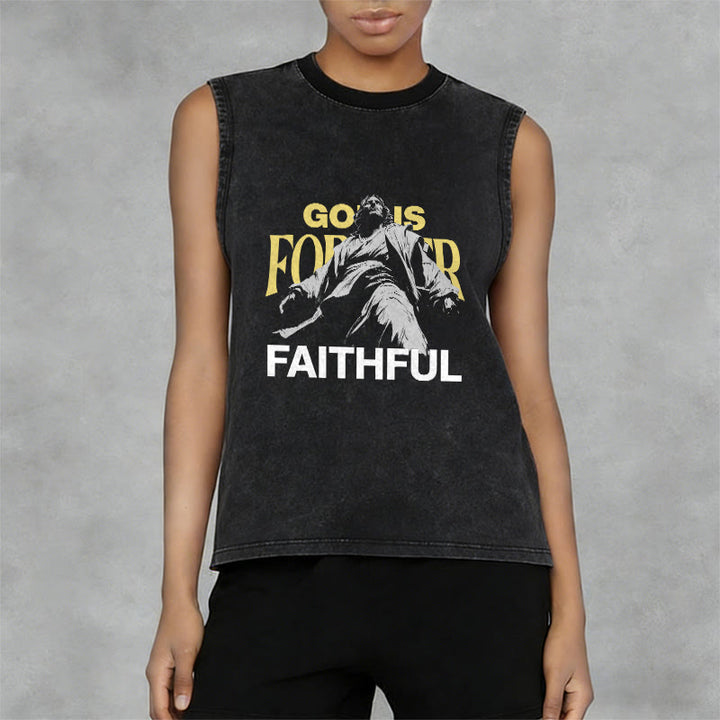 Christianartworkshop God is Forever Faithful Unisex Washed Tank Top - image 8