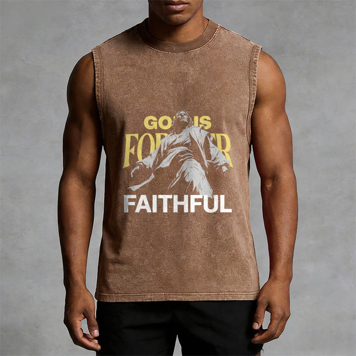 Christianartworkshop God is Forever Faithful Unisex Washed Tank Top - image 1