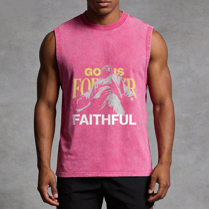 Christianartworkshop God is Forever Faithful Unisex Washed Tank Top - image 10