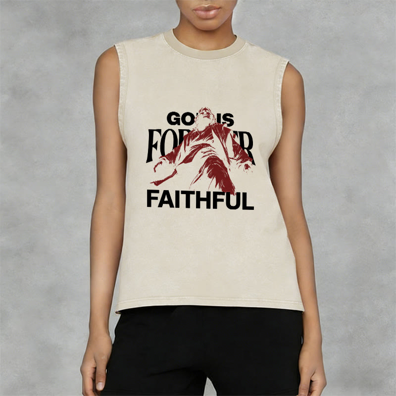 Christianartworkshop God is Forever Faithful Unisex Washed Tank Top - image 14