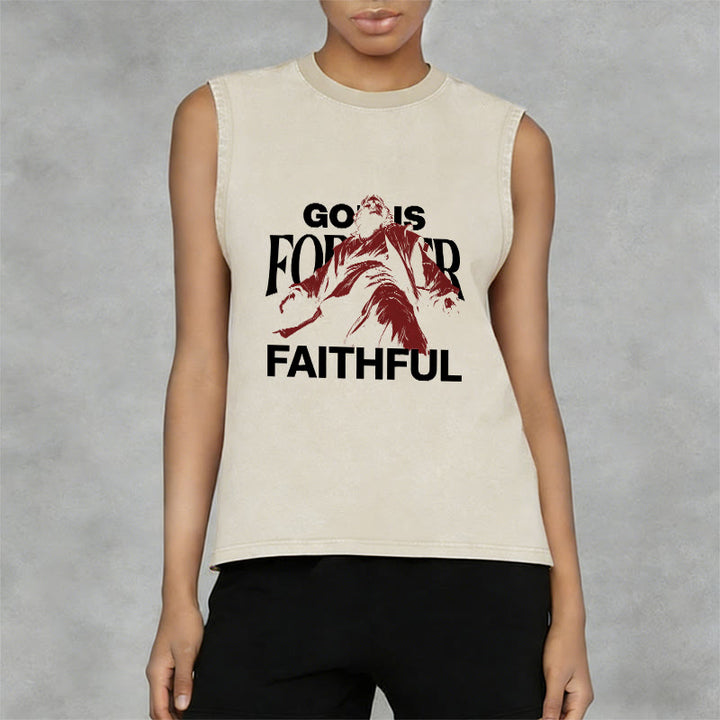 Christianartworkshop God is Forever Faithful Unisex Washed Tank Top - image 14