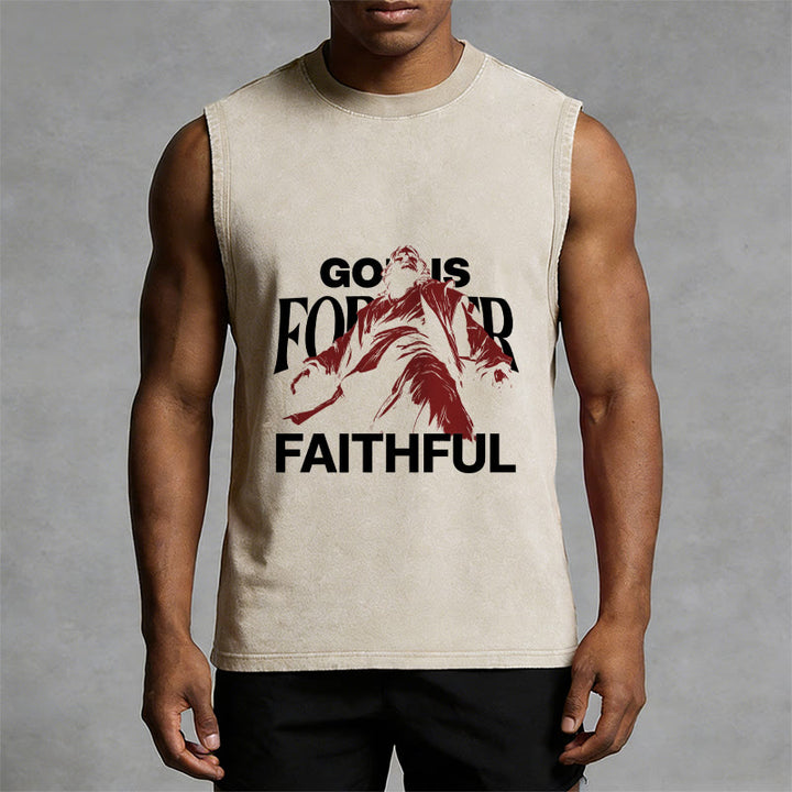 Christianartworkshop God is Forever Faithful Unisex Washed Tank Top - image 13