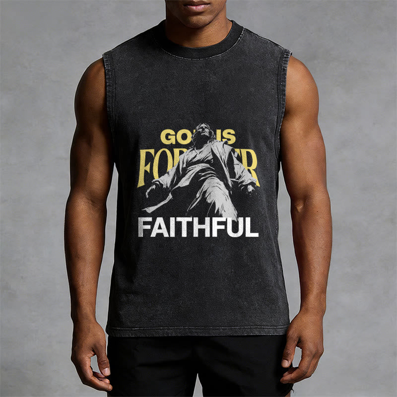 Christianartworkshop God is Forever Faithful Unisex Washed Tank Top - image 7
