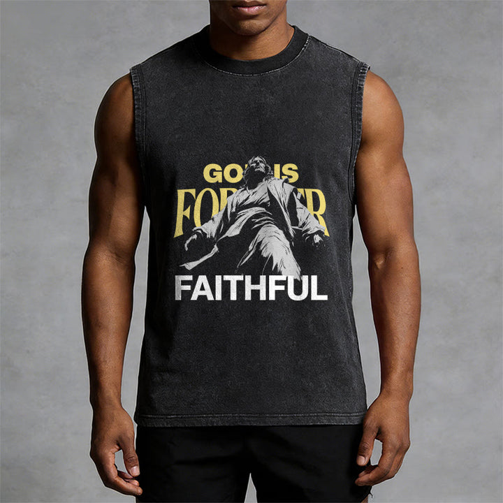 Christianartworkshop God is Forever Faithful Unisex Washed Tank Top - image 7