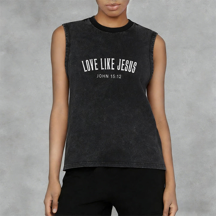 Christianartworkshop Love Like Jesus John 15:12 Unisex Washed Tank Top - image 8