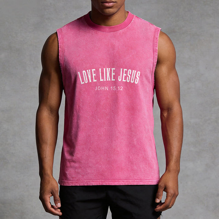 Christianartworkshop Love Like Jesus John 15:12 Unisex Washed Tank Top - image 10