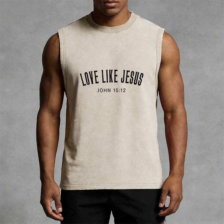 Christianartworkshop Love Like Jesus John 15:12 Unisex Washed Tank Top - image 4