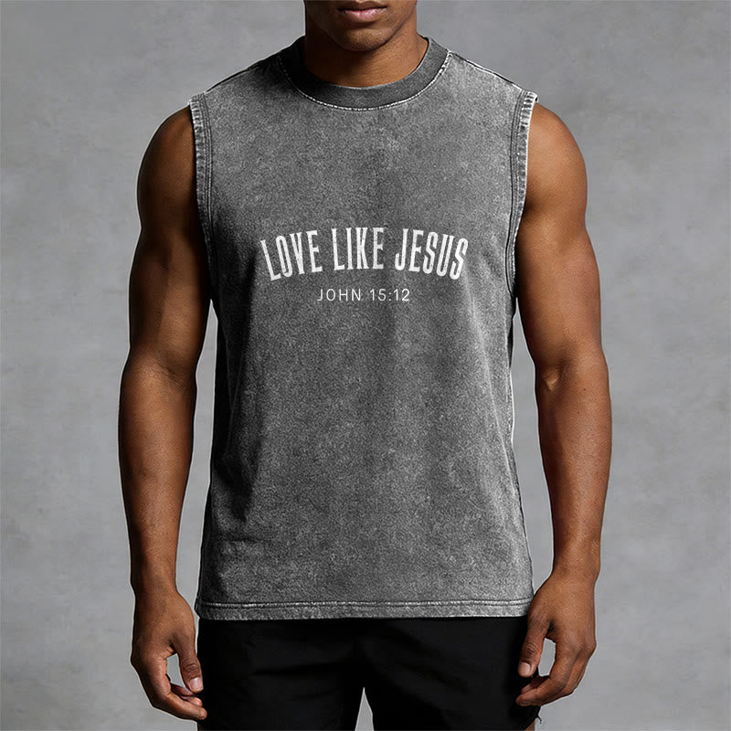Christianartworkshop Love Like Jesus John 15:12 Unisex Washed Tank Top - image 1