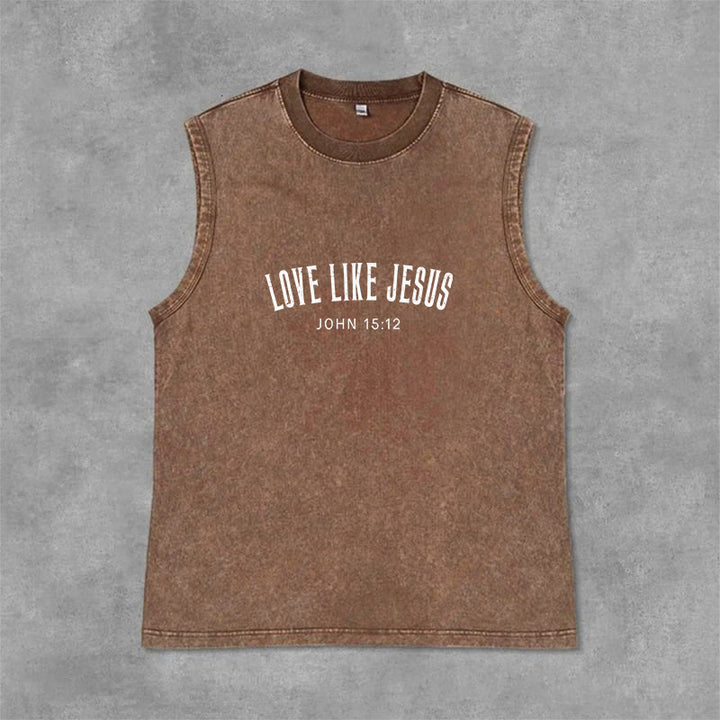 Christianartworkshop Love Like Jesus John 15:12 Unisex Washed Tank Top - Brown - 2XL - image 12