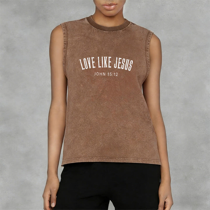 Christianartworkshop Love Like Jesus John 15:12 Unisex Washed Tank Top - image 14