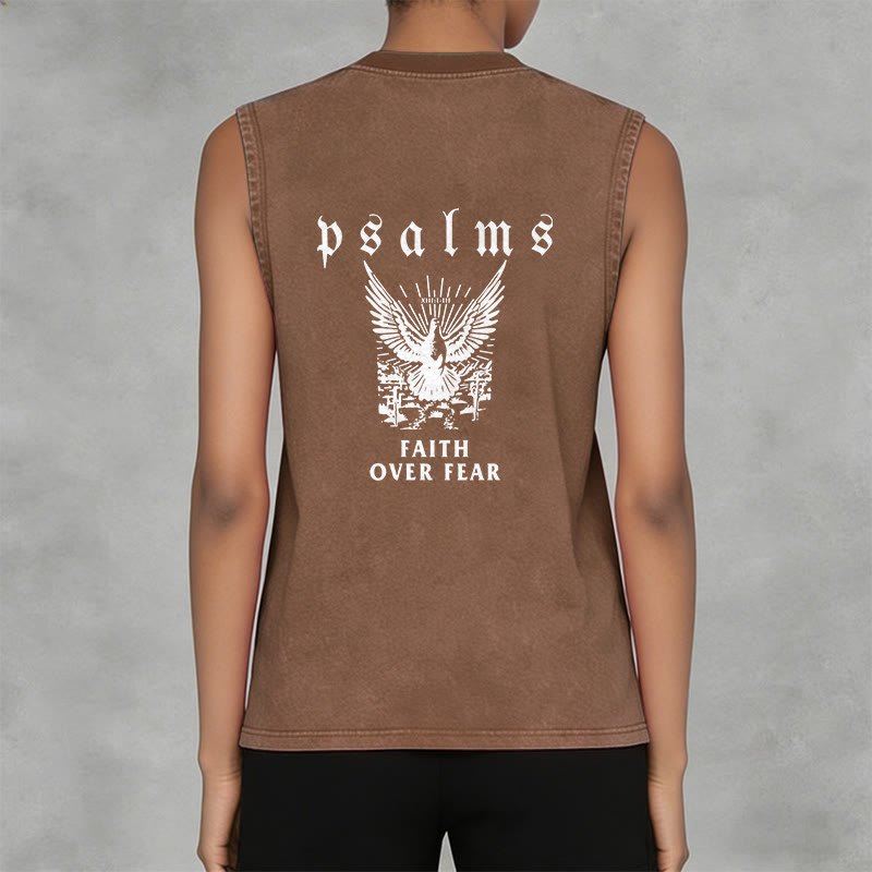 Christianartworkshop Psalms Faith Over Fear Faith Statement Unisex Washed Tank Top - image 11