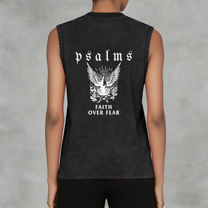 Christianartworkshop Psalms Faith Over Fear Faith Statement Unisex Washed Tank Top - image 8