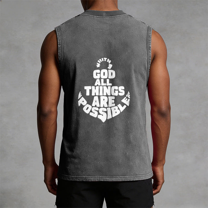 Christianartworkshop With God All Things Are Possible Anchor Unisex Washed Tank Top - image 22