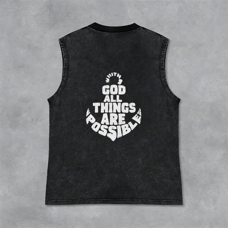 Christianartworkshop With God All Things Are Possible Anchor Unisex Washed Tank Top - image 12