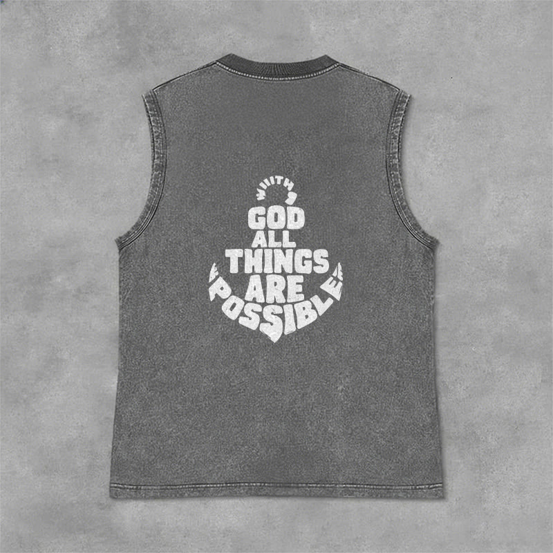 Christianartworkshop With God All Things Are Possible Anchor Unisex Washed Tank Top - image 26