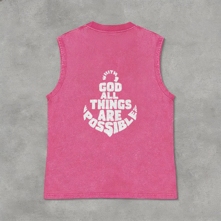 Christianartworkshop With God All Things Are Possible Anchor Unisex Washed Tank Top - image 19
