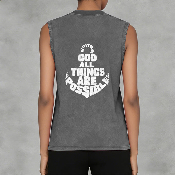 Christianartworkshop With God All Things Are Possible Anchor Unisex Washed Tank Top - image 24