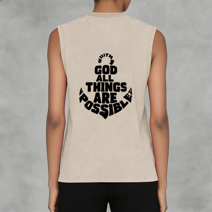 Christianartworkshop With God All Things Are Possible Anchor Unisex Washed Tank Top - image 31