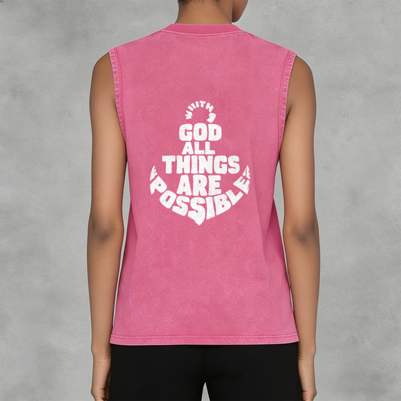Christianartworkshop With God All Things Are Possible Anchor Unisex Washed Tank Top - image 17