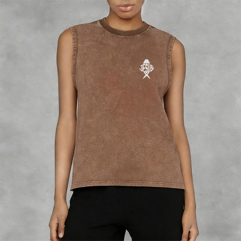 Christianartworkshop With God All Things Are Possible Anchor Unisex Washed Tank Top - image 4